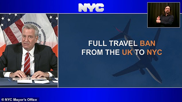 COVID-19 US: De Blasio wants FULL UK travel ban due to super strain