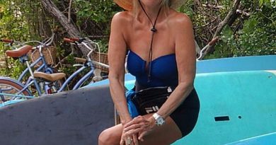 Christie Brinkley, 66, proves she still has a pinup figure as she models a strapless swimsuit