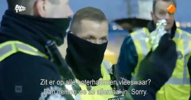 Dutch police officers laugh at British truck driver as they confiscate his ham sandwiches