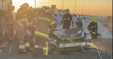Emirati man dies after his car is crushed by a truck in Fujairah road accident