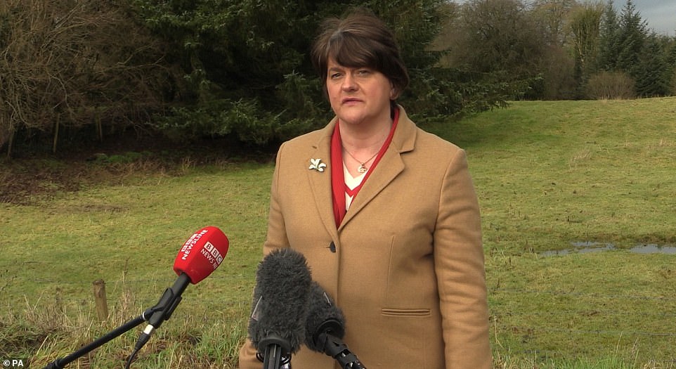 The move has been slammed by Northern Ireland's First Minister Arlene Foster (pictured), who tonight accused the EU of an 'incredible act of hostility'.