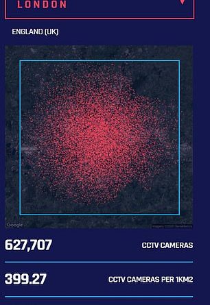 Fascinating infographics reveal London has 627,707 CCTV cameras, the most of any city outside China
