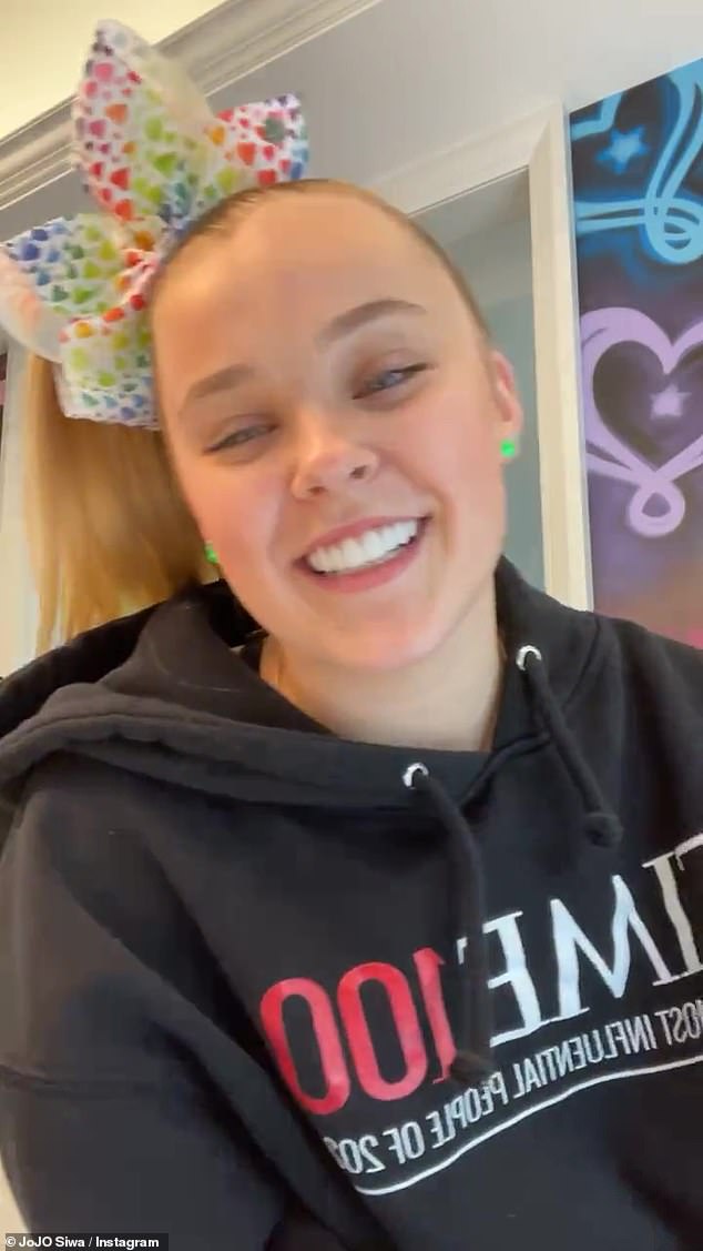Clearing things up: JoJo Siwa confirmed she was part of the LGBTQ+ community but said she wasn't sure how to label herself yet in a hyperactive video posted to her Instagram on Saturday