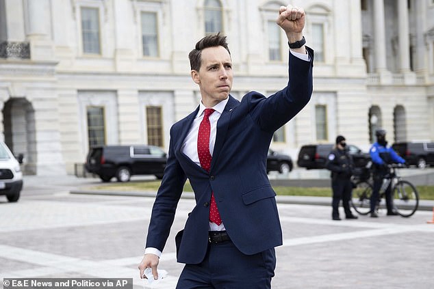 Josh Hawley is branded a traitor for his clinched-fist salute to the Trump mob