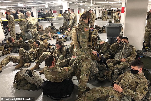 National Guardsmen are ‘forced to sleep in a parking lot after being told to leave Capitol’