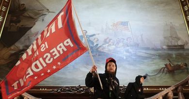 Painting behind Trump supporter who stormed Capitol shows the last time the Capitol was stormed
