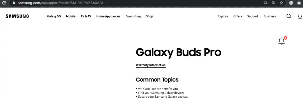 samsung galaxy buds pro support page screenshot gadgets 360 Samsung Galaxy Buds Pro