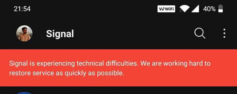 signal technical difficulties signal app