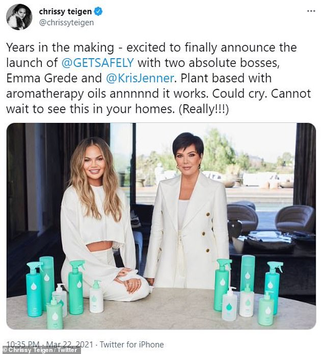 Backlash: Chrissy's lengthy farewell message comes amidst recent backlash she received for collaborating with Kris Jenner on plant-based cleaning product line, Safely