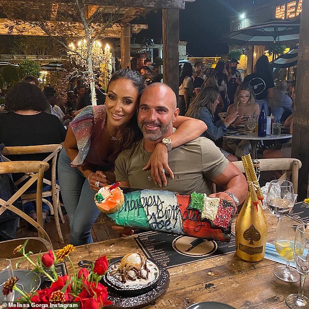 Good times: Melissa shared snaps from Wednesday night's episode of RHONJ where the ladies celebrated her husband Joe's birthday