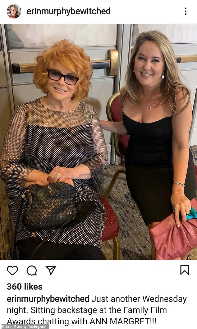 'Just another Wednesday night': She also posted a backstage Instagram snap from the show of herself mingling with Ann-Margret who became a star through the 1963 movie Bye Bye Birdie