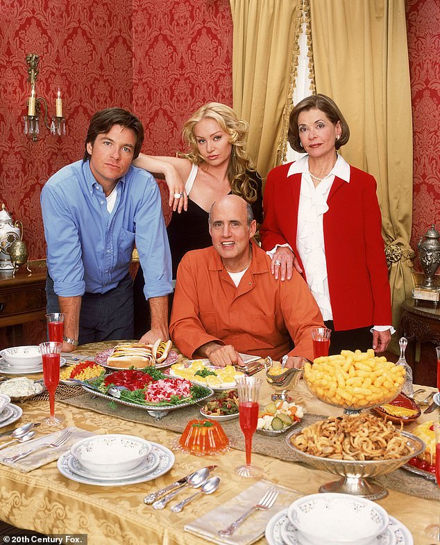 Now the story of a wealthy family who lost everything: Walter seen with Arrested Development co-stars Jason Bateman, Portia de Rossi, and Jeffrey Tambor as they are seen in September 2014