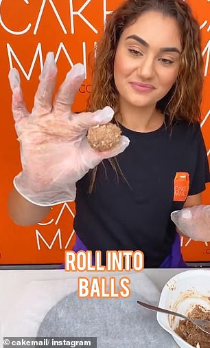 Shirene, from Sydney's cake supplier Cake Mail, used Kinder Bueno chocolate bars, cream cheese and melted chocolate to create the mini cheesecake balls