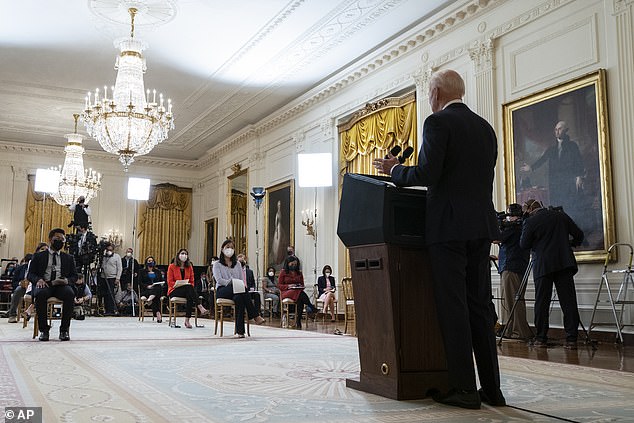 Biden is slammed for taking ZERO questions on COVID, tax hikes or Russia at first press conference