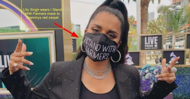 Lilly Singh wears I Stand With Farmers mask to Grammys red carpet. See viral pic