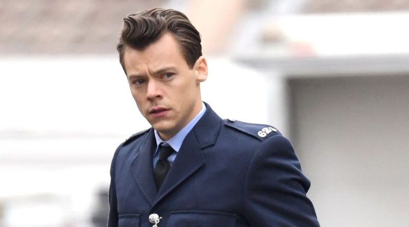 Harry Styles looks dashing in police officer uniform as he films new movie role