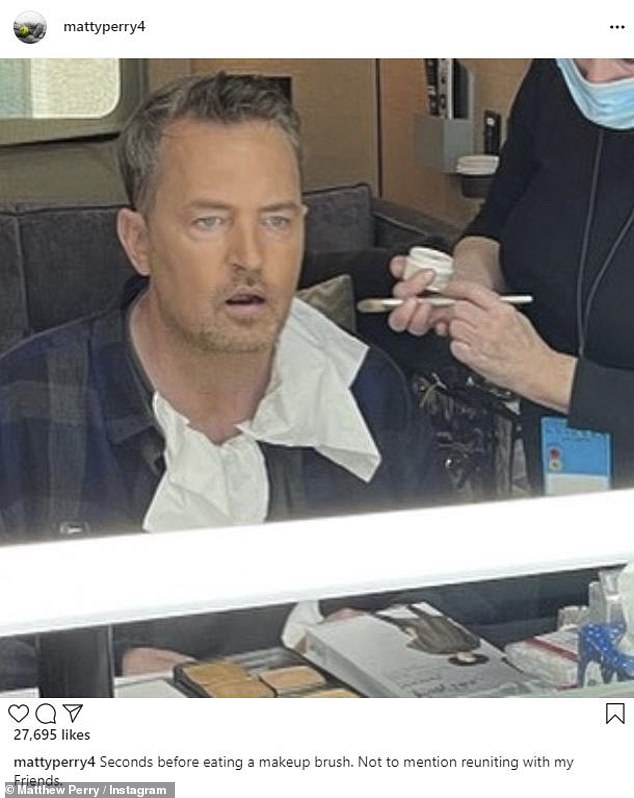 Makeup: Perry actually sent a snap from his makeup chair on set to his Instagram followers, though it was quickly deleted