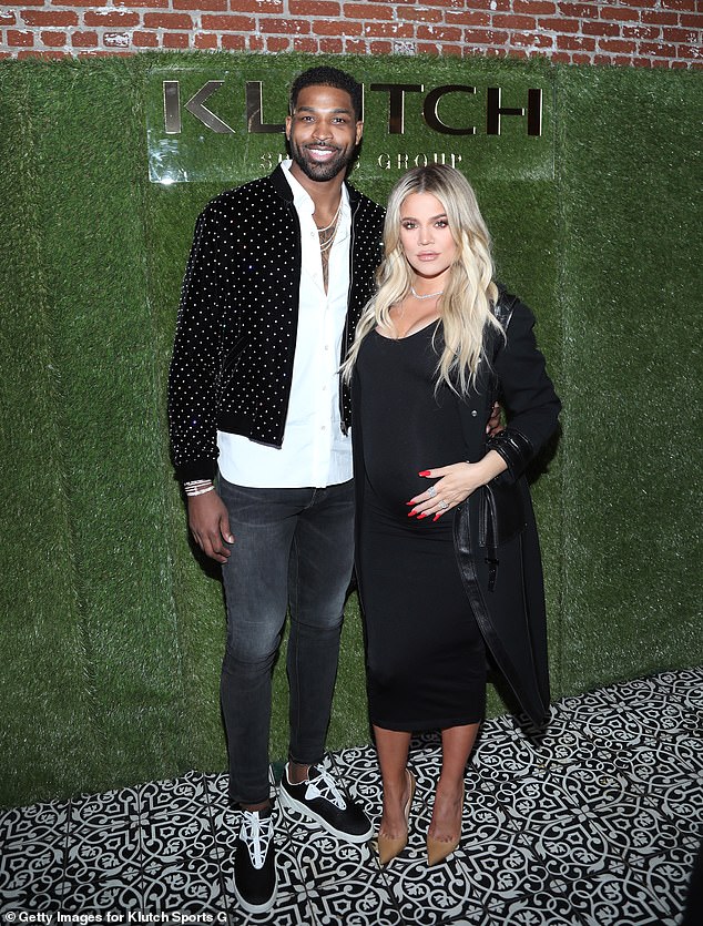 Troubled: Tristan and Khloe got together in 2016 and she welcomed their daughter True in 2018 (pictured 2018)