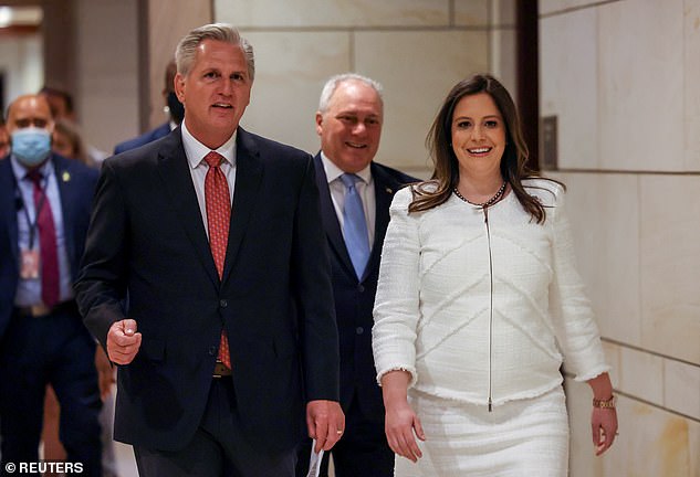Staunch Trump ally New York Rep. Elise Stefanik was elected Cheney's replacement this week. House Minority Leader Kevin McCarthy and Stefanik Friday