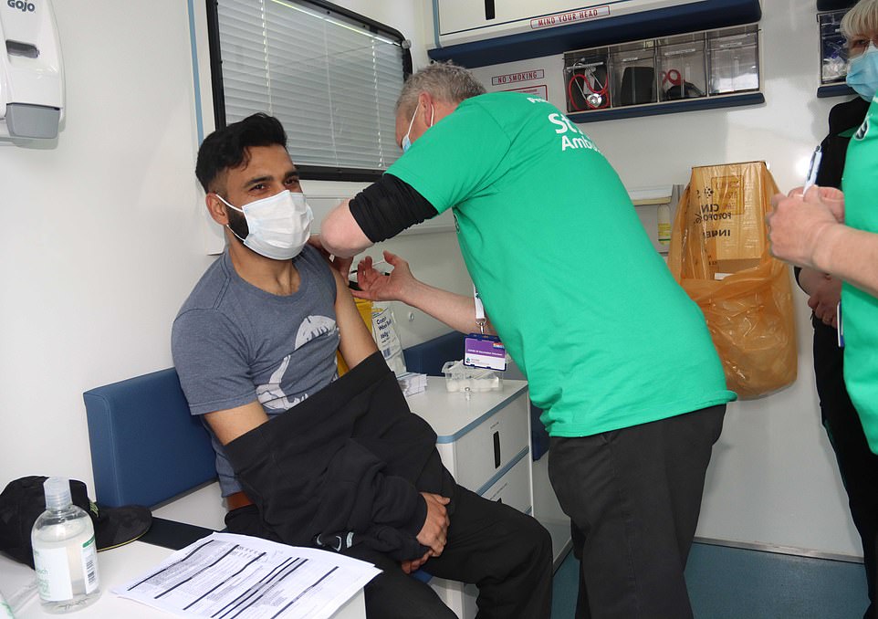 A man gets his Covid vaccination in Bolton. The area has surge in cases of the Indian coronavirus variant