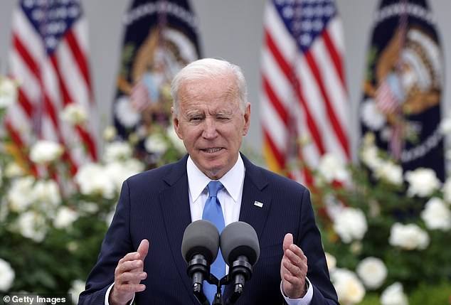 President Joe Biden, pictured on May 13, was condemned for issuing a Police Week statement claiming many black and brown Americans felt 'distrustful' of cops