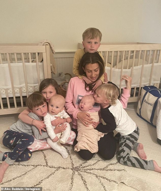Adoring mom: In total, Hilaria and her husband have six children together