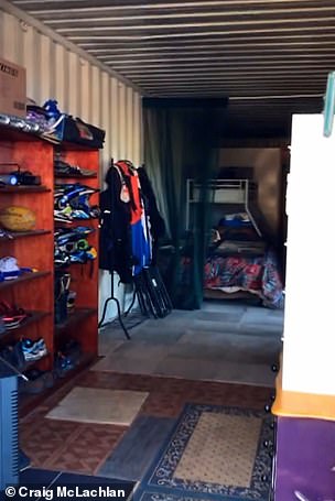 Pictured: Inside the storage unit where the actor lived for a time