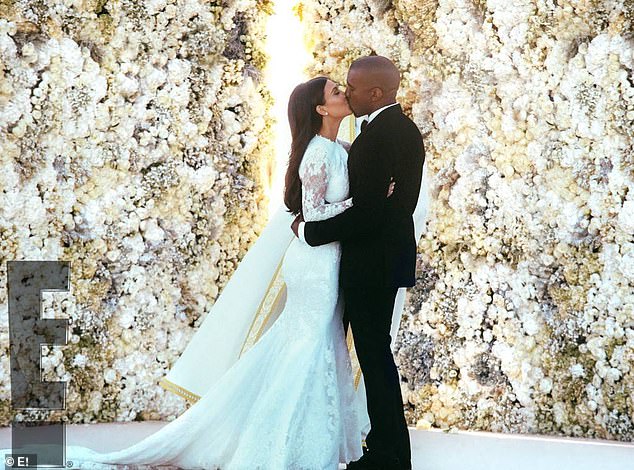 I do: The two wed on May 24, 2014 in Forte di Belvedere in Florence, Italy, with their eldest child North West in attendance. Kim wore a stunning Givenchy lace gown while her groom had on a dark suit as they said I do in front of a floral wall with her family watching