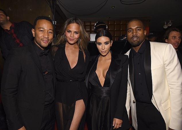 Chrissy's opinion:  Kim's friend Chrissy Teigen suggested the SKIMS founder had 'tried her best' to make her marriage work. Chrissy said: 'Kim is doing OK. I know Kim gave her all for everything. It's honestly a shame that it didn't work out because I saw them being a forever relationship.' From left, John Legend, Chrissy, Kim and Kanye in 2015
