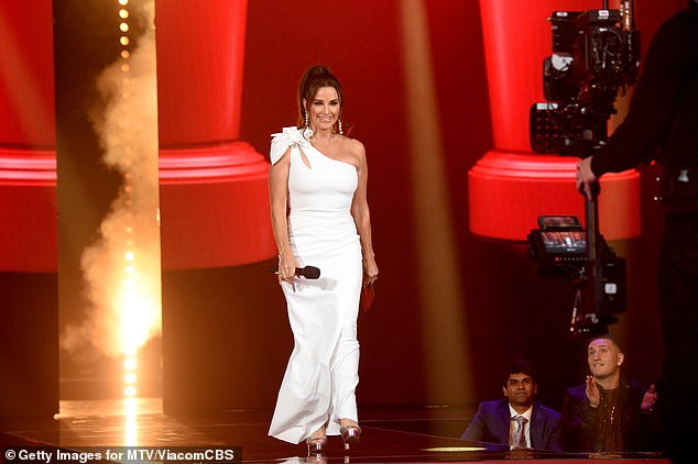 Woman in white: Kyle Richards of The Real Housewives Of Beverly Hills fame was tapped to present the final award of the night for Best Docu-Reality Show to Jersey Shore: Family Vacation
