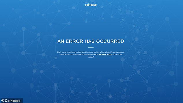Coinbase, the cryptocurrency exchange that went public earlier this year, appeared to be offline amid the frenzied selloff