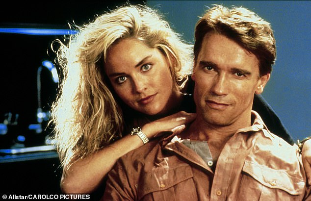 One of his classics: Arnie with Sharon Stone in the 1990 film Total Recall