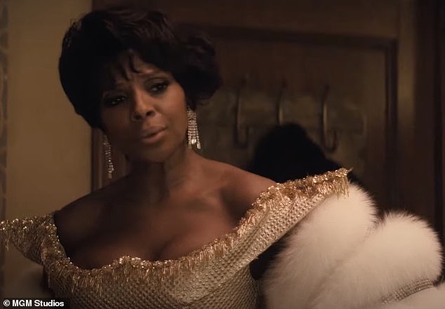 Not giving an inch: Dinah, played by Mary J. Blige, taunts her by asking how many albums she has cut and when Aretha answers: 'Four,' she sneers: 'And no hits'