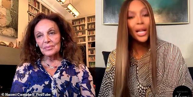 Speaking out: Naomi spoke with fans about motherhood as she interviewed fashion designer Diane von Furstenberg, 74, on her YouTube show No Filter with Naomi
