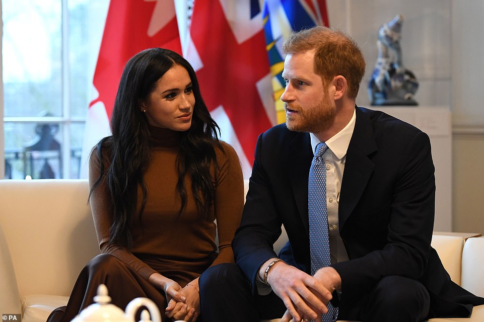 Prince Harry and Meghan Markle during their visit to Canada House in London on January 7