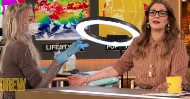 Drew Barrymore gets: ‘home is where we are’ tattooed onto her forearm on her talk show