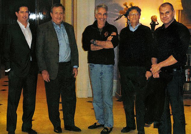 Bill Gates had dozens of meeting with Jeffrey Epstein where they discussed his marriage to Melinda, according to a new report. Bill Gates is pictured at Epstein's Manhattan mansion in 2011, from left: James E. Staley, at the time a senior JPMorgan executive; former Treasury Secretary Lawrence Summers; Epstein;  Gates and Boris Nikolic, who was the Bill and Melinda Gates Foundation's science adviser