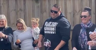Moment expecting father throws balloon down in disappointment after gender reveal shows girl on way