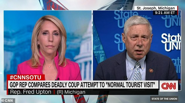 Representative Fred Upton, a Republican from Michigan, told CNN's Dana Bash on Sunday that some of the claims his colleagues are making downplaying the events of the Capitol riots are 'bogus' and he does not know why they would make these claims