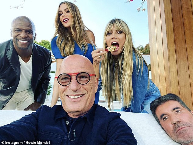 'Why does he look like a cardboard cutout?!' Fans were left baffled by Simon Cowell's head in bizarre America's Got Talent judges selfie shared by Howie Mandel on Saturday
