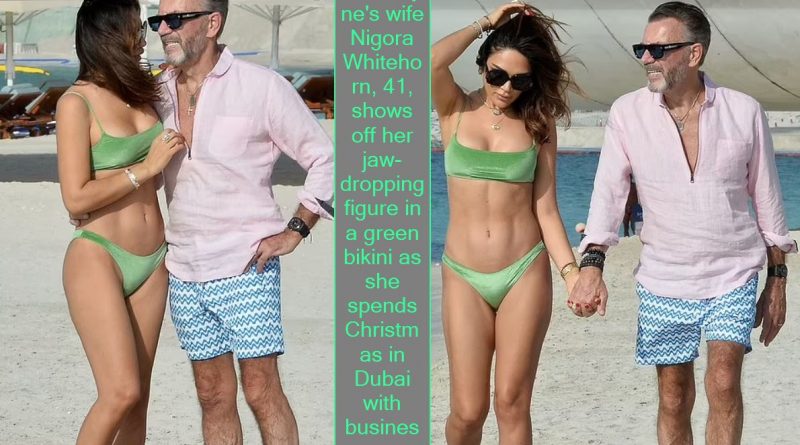 Duncan Bannatyne’s wife Nigora Whitehorn, 41, shows off her jaw-dropping figure in a green bikini as she spends Christmas in Dubai with businessman, 72