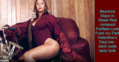 Beyonce Slays In Sheer Red Jumpsuit ForNew Look From Ivy Park Valentine’s DayLine : semi nude sexy look
