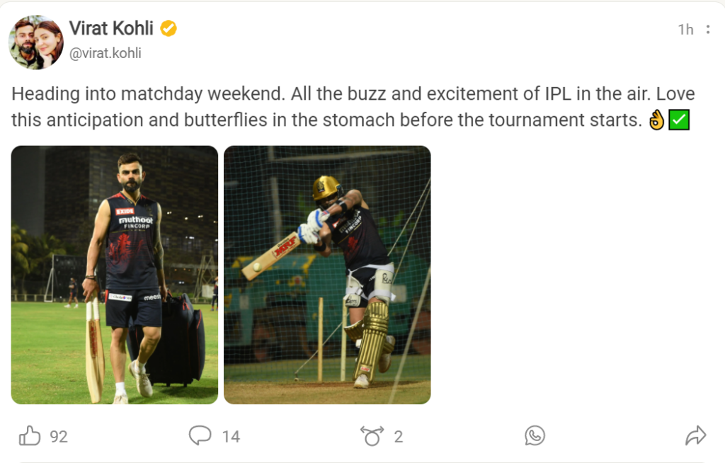 IPL 2022: “Butterflies In The Stomach” For RCB Star Virat Kohli Ahead Of IPL 2022