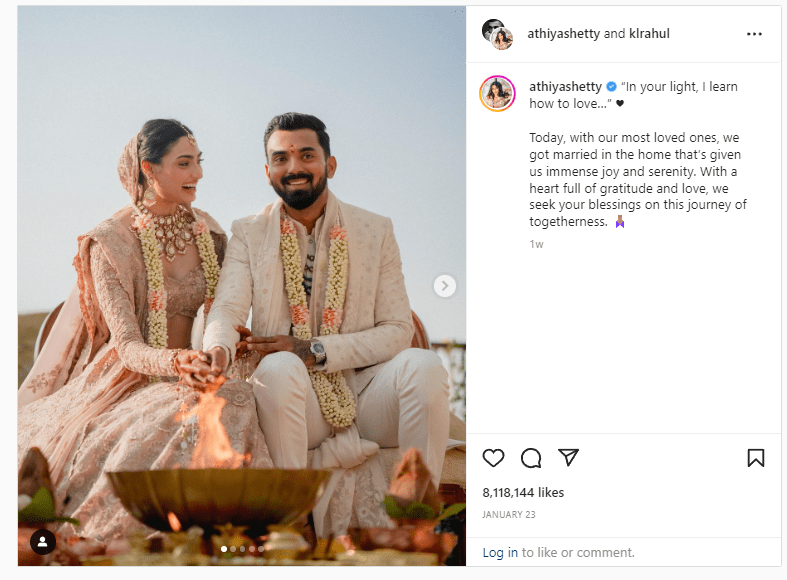 Athiya Shetty, KL Rahul share beautiful pictures from Sangeet ceremony. Seen yet?
